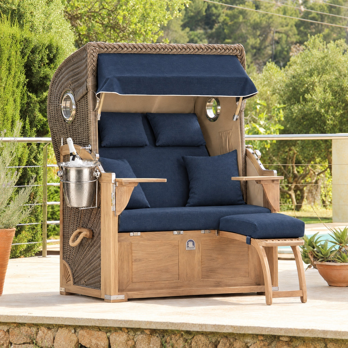 Der Ideale Teak – Bezug Dunkelblau Meliert