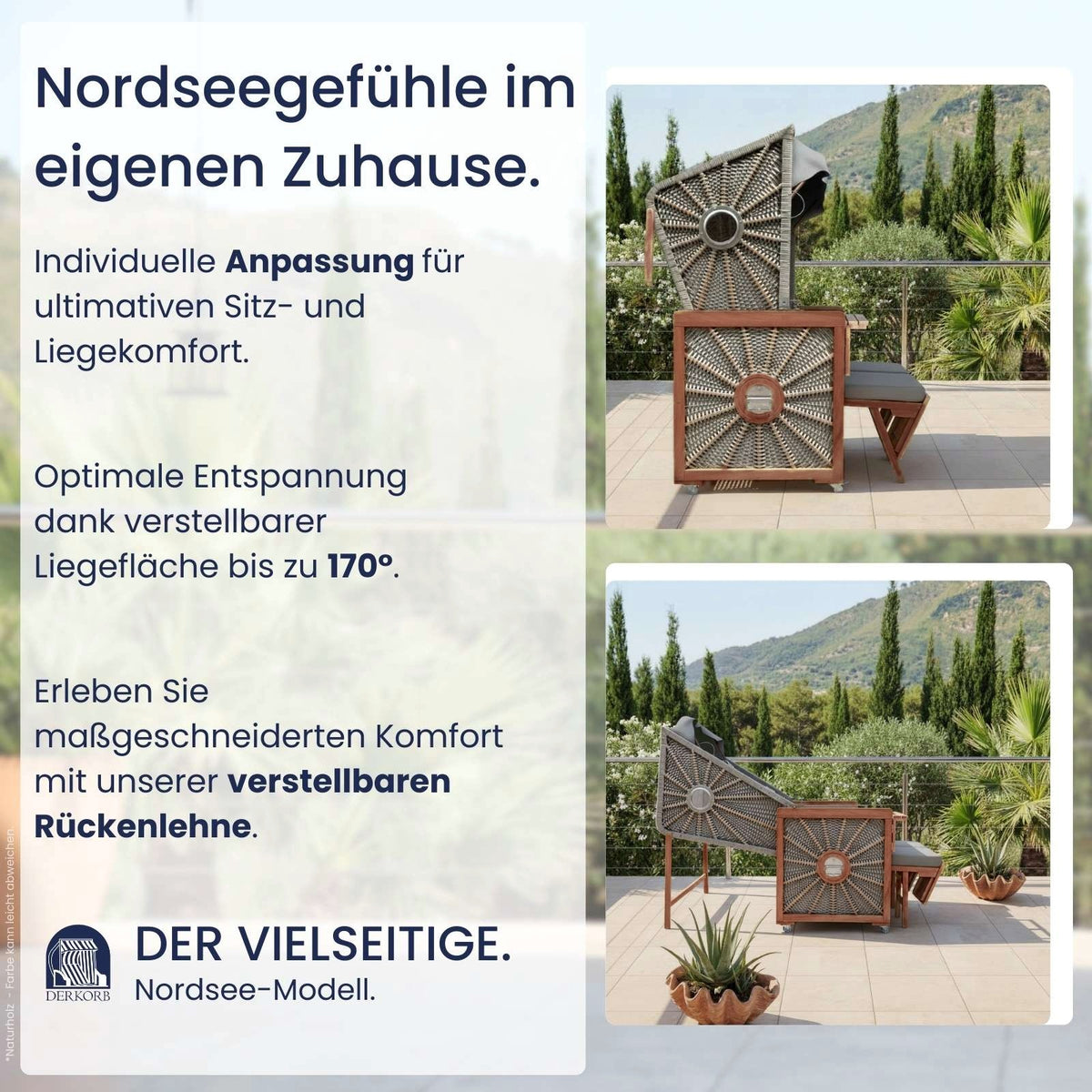 Der Vielseitige Nordsee Seitenansicht und Liegeposition