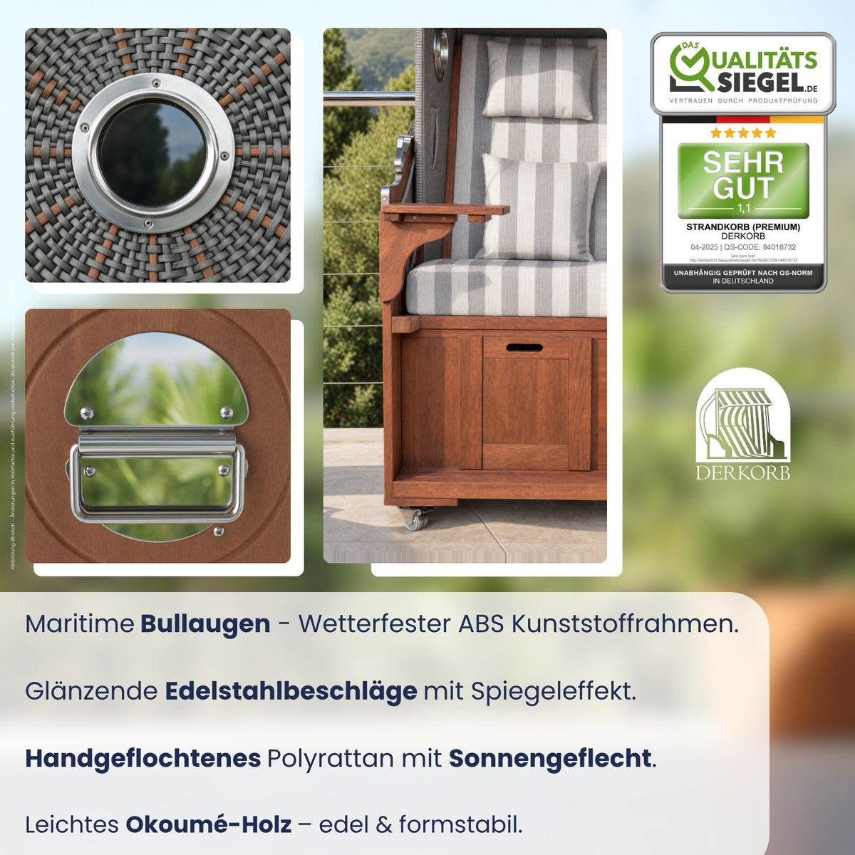 Der Vielseitige Ostsee Details Bullaugen, Edelstahlbeschläge und Polyrattan