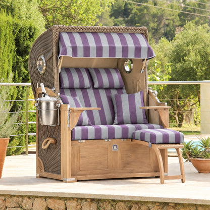 Der Ideale Teak – Bezug Lila Grau Blockstreifen